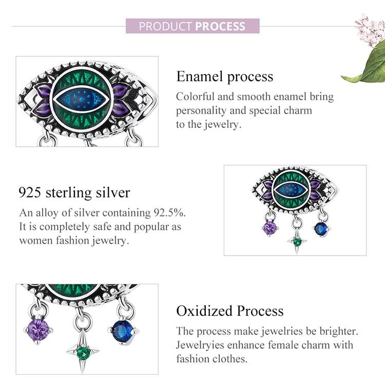 BAMOER, натуральная стерлингового серебра 925 пробы, винтажная модная подвеска в виде демонического глаза, подходит для оригинального браслета и браслета, женские ювелирные изделия