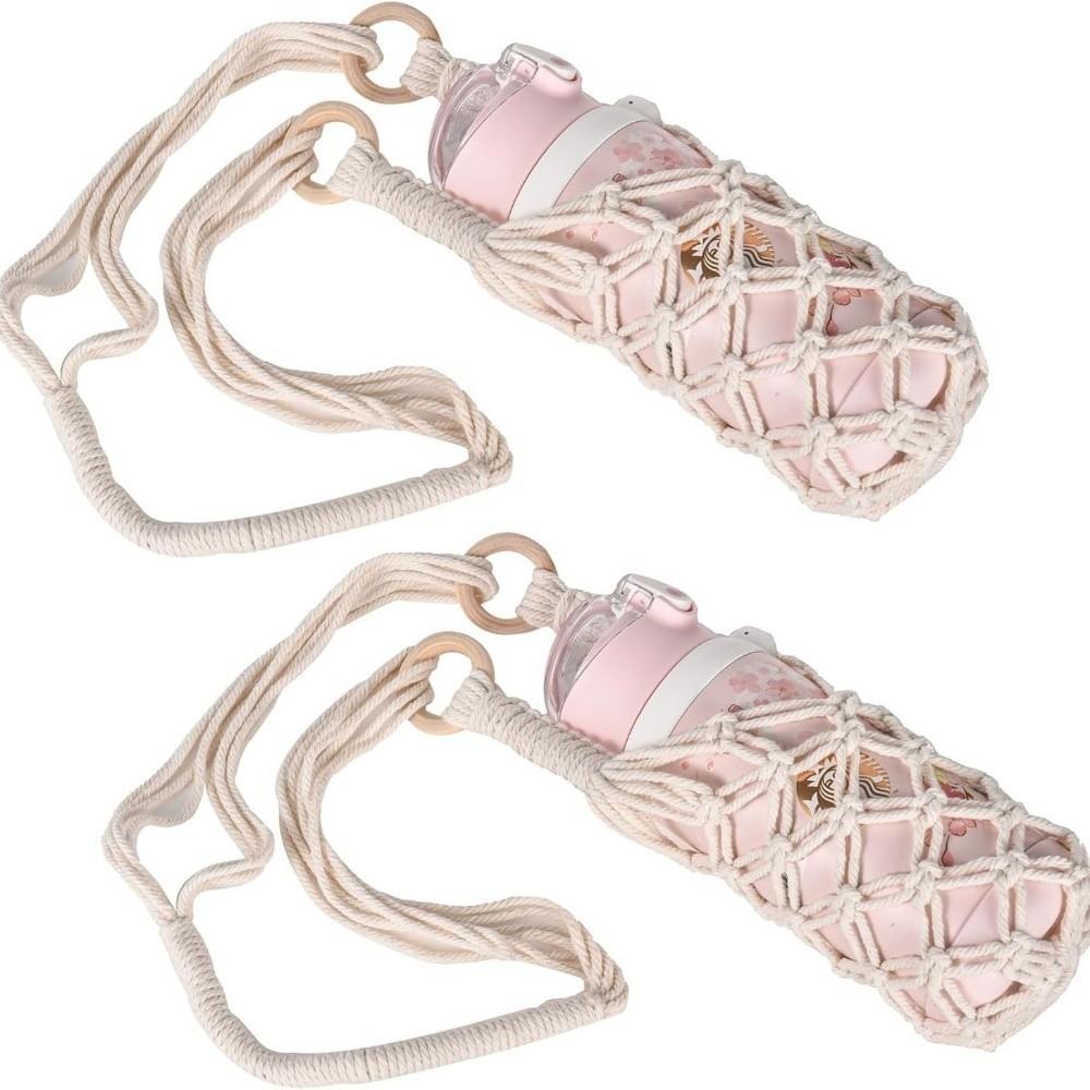 Cotton Rope Hanging Bottle Net Bag Hand-woven Knitting Cup Mesh Bag Wine Bottle Carrier Cup
