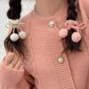 Strawberry Pink Ball Hair Ties Cherry Blossom Bow Scrunchies for Girls Kawaii Ponytail Holders Furry Pompoms Hair Accessorie