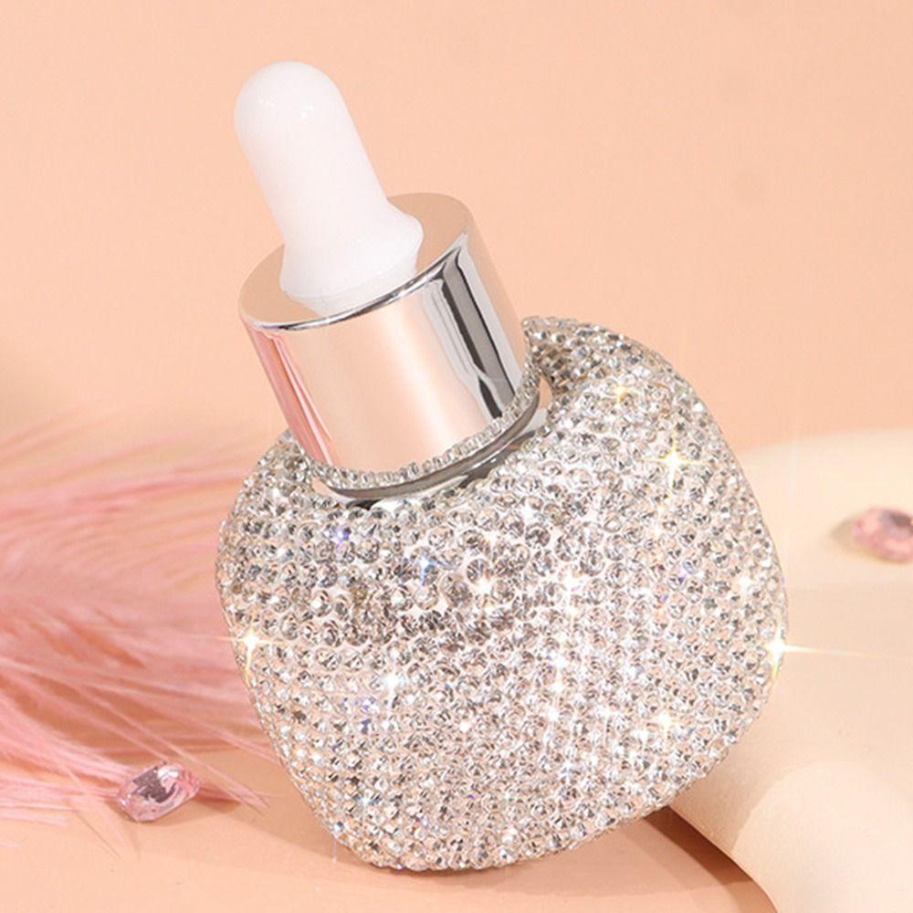 Leakproof Glass Dropper Bottles Rhinestone Inlaid Perfume Container Travel