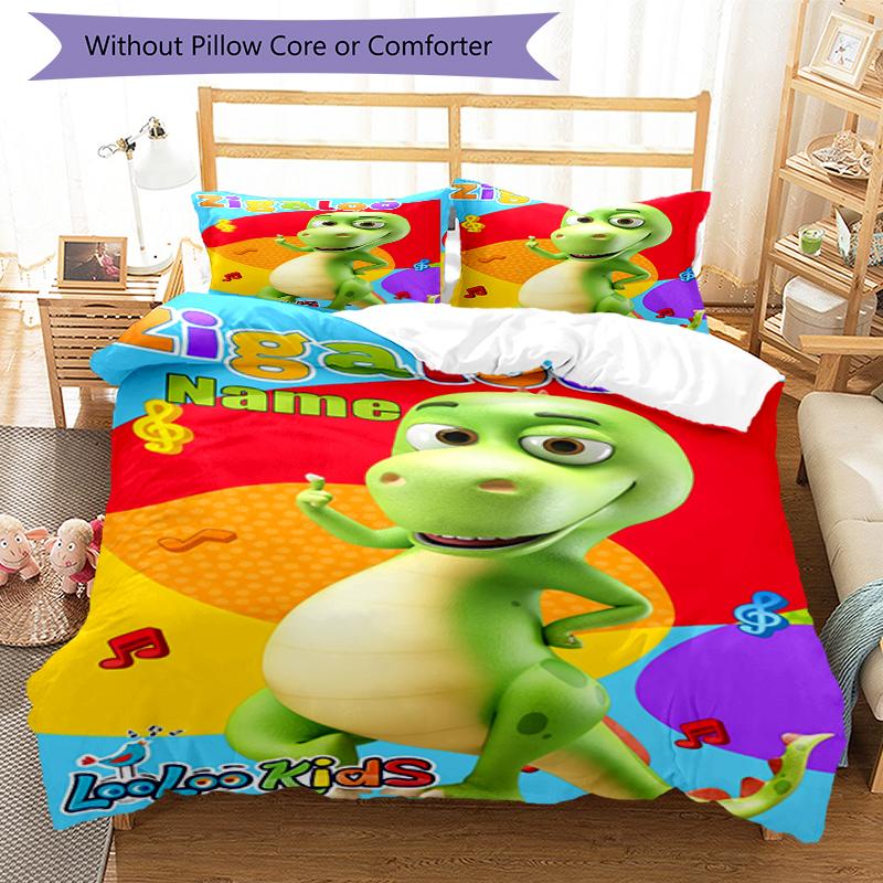 3pcs Custom Name CoComelon Bedding Set Duvet Cover Closure Includes 1 Duvet Cover & 2 Pillowcases, Soft and Comfortable for All Seasons.