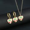 Light Luxury Crystal Zirconia Red Cherry Jewelry Set Earrings Necklace for Women Girls Sweet Jewelry Accessories Party Gifts
