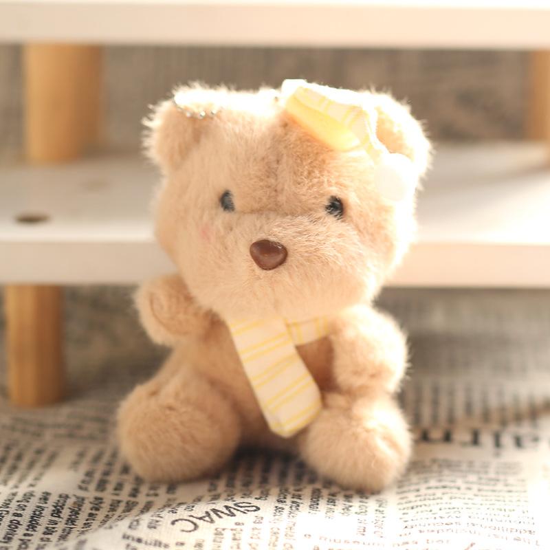 Cute Bear Plush Keychain With Hat Cartoon Bag Charm Soft Stuffed Animal Doll Pendant Accessory