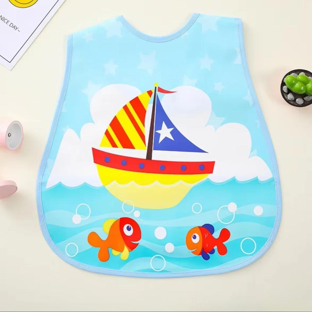 Reusable Baby Waterproof Bib Cartoon EVA Saliva Towel Anti Dirty Apron Feeding Drool Towel for 1-3 Years Old Choldren