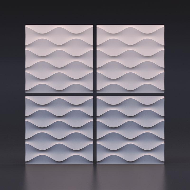 3D Wall Panel Mold for Gypsum, Plaster or Concrete Tile for Decorative Wall Panels 'Duna'