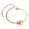 Classic Design Double Ring Splice Roman Font Women's Titanium Steel Bracelet Fashion Versatile Gold Charm Bracelet Jewelry
