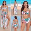 European & American Women's Printed Sexy Three-Piece Bikini Swimsuit Set