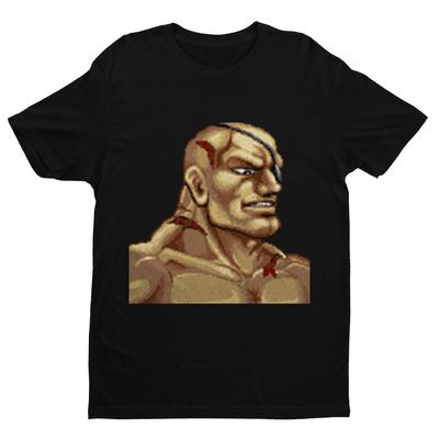 Sagat SF2 Портрет Премиум Унисекс Футболка Эксклюзивный Дизайн
