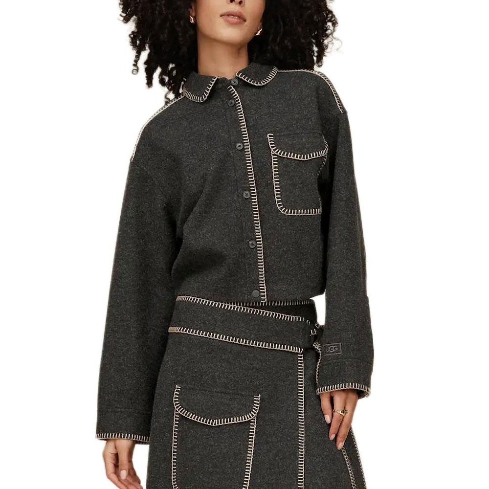 UGG Карманный Лацкан Однобортный Длинный Рукав Куртка Женские куртки 1172213-BHTHR