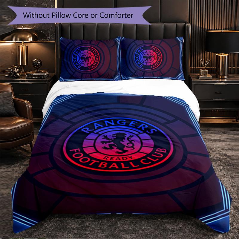 Rangers FC Themed Bedding 3Pcs Duvet Cover Set Decorative Bed Linen For Teen Room Home Decoration