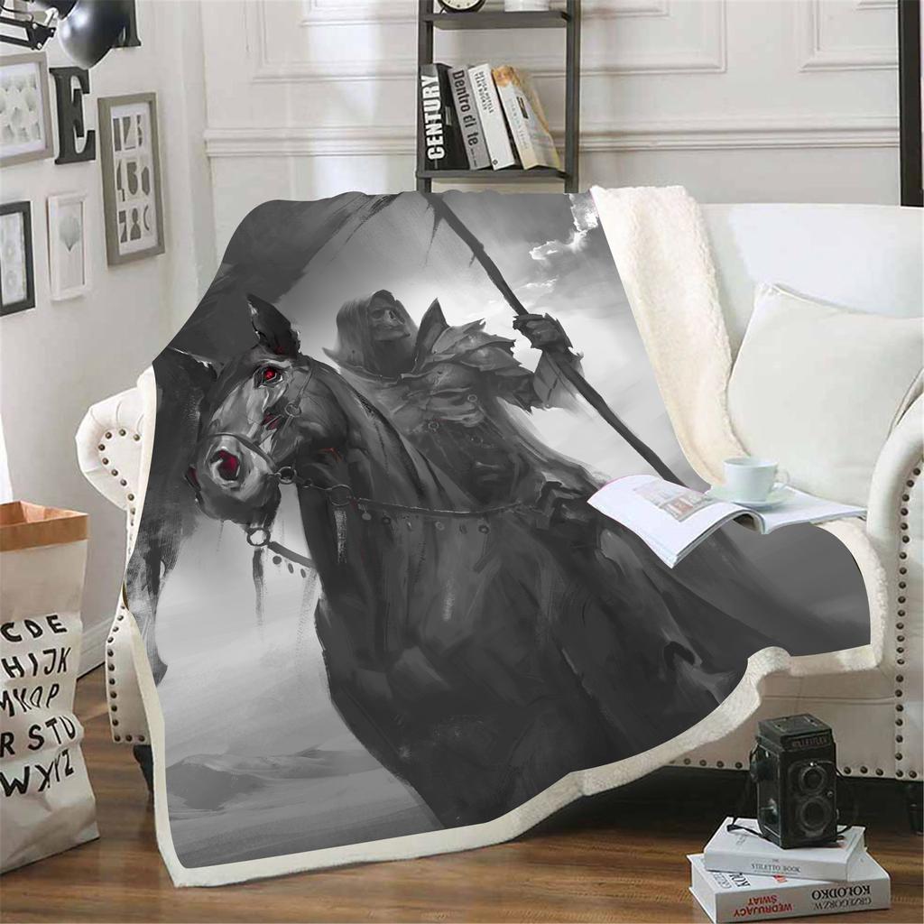 Cartoon Undead Horse Blankets Fluffy Soft Skin-Friendly Children Nap Blanket Cute Printed Luxury Fashion Flannel Throws