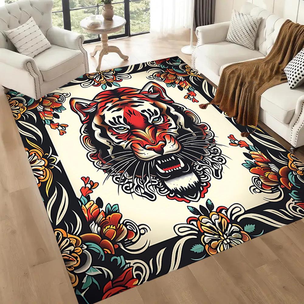 Tattoo Style 25 Floor Rug Office Rug Design for Foyer Dormitory Playrooms Balcony Antislip Carpet Office home decor
