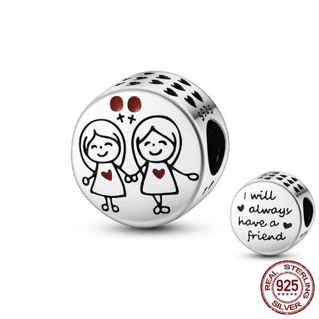 925 Серебро Маленькая Девочка Любовь Мама Навсегда Бесконечность Бесконечные Висячие Шармовые Бусины подходят для Женщин Браслет 925 Ювелирные Изделия Подарок Матери