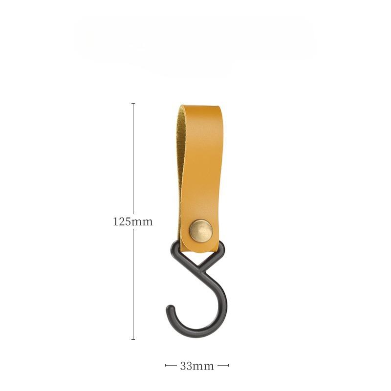 Portable Outdoor Hooks  Camping S-shaped Leather Storage Hooks  Keychains  PU Hanging Hooks  Triangular Storage Rack Hooks