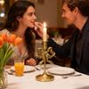 Подсвечники в форме банта, Наборы золотых подсвечников двух размеров, Высокие подсвечники из кованого железа, Винтажный домашний декор, Свадьбы, Праздники и Рождество.