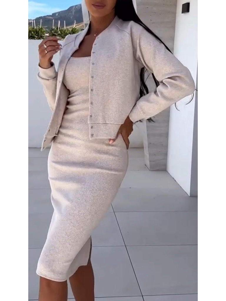 Женский комплект из двух предметов: юбка-сарафан и куртка, осень-зима 2024