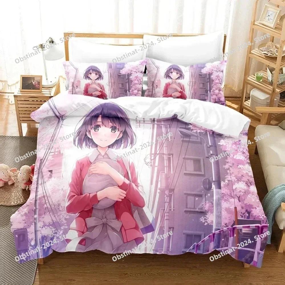 Аниме Saekano Мегуми Эрири Комплект постельного белья С принтом Одеяло Покрывало Наволочка 3 предмета Детский Взрослый Размер