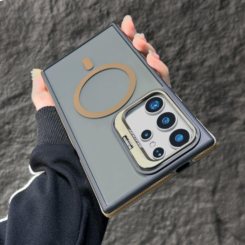 Suitable for Samsung S25 Ultra Magnetic Phone Case S24plus Creative Lens Bracket S23 Dual Color Anti Fall