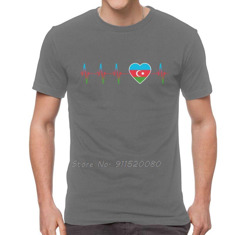 Azerbaijani Heartbeat I Love Azerbaijan Country Flag Heart Family Tshirt Unisex T Shirts Short Sleeve Pride Tshirts Cotton Tee Top