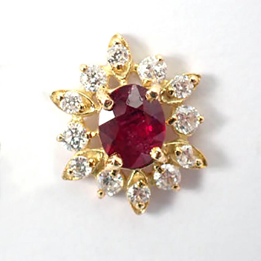 [Новый] Рубин K18??бриллиантовые серьги [i8-1]