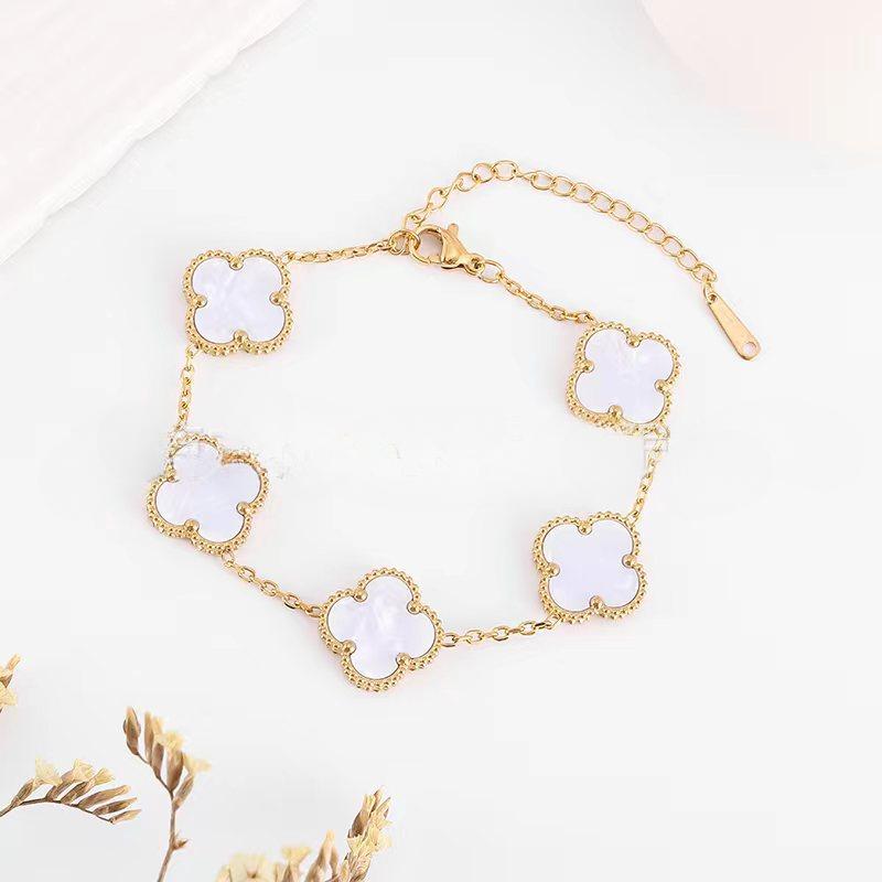 15 мм новый четырехлистный клеверный браслет женский простой пять цветов четырехлистный клевер сторучные ювелирные изделия