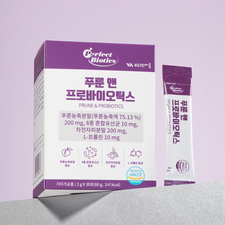 Vitamin Village Perfect Biotics Taylor Prune & Probiotics Lactobacillus Prune Juice 30 пакетиков, 6 упаковок, корейское здоровье
