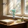 Durable Acrylic Craft Lily of The Valley Suncatcher, Stained Glass Style Hanging Elegant Home Decoration Ornament with Metal Chain, Floral Window Wall