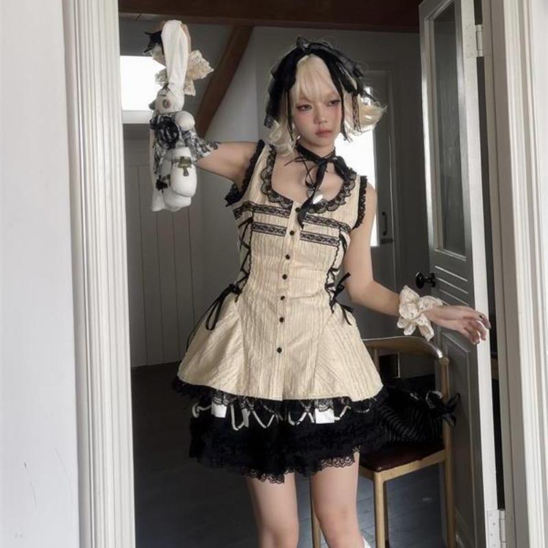 Y2k Лолита кружевные рубашки женские японский стиль винтаж готический эстетика готический бандаж блузка Harajuku Fairycore Chic