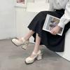 Fashion Shoes for Women 2024 New Mary Jane High Heels Women's Korean Thick Square Head Retro White High Heels Wedding Shoes Bride