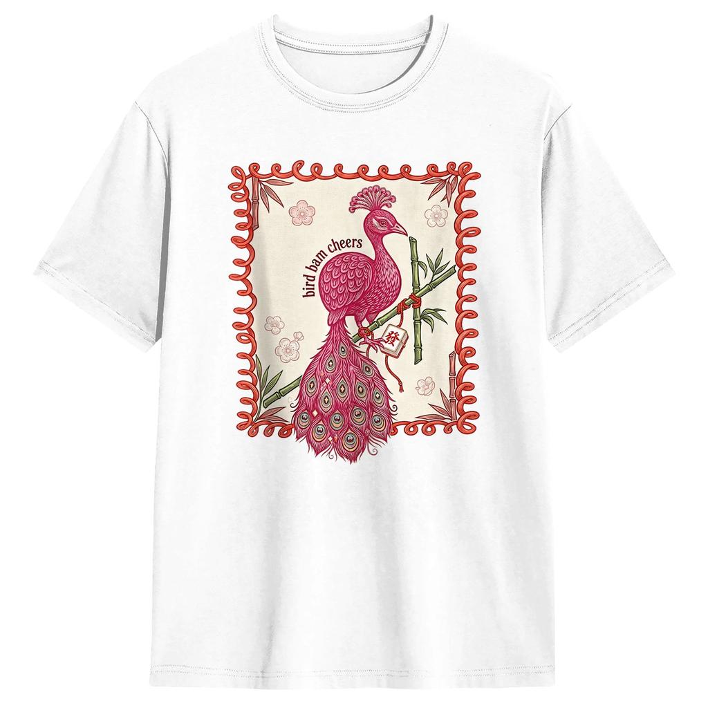 Unisexs Cheers Bird Bam Peacock Pun For Mahjong Lover Tshirts Cotton Clothes Summer Vintage Shortsleeve T Shirt O Neck Tshirt