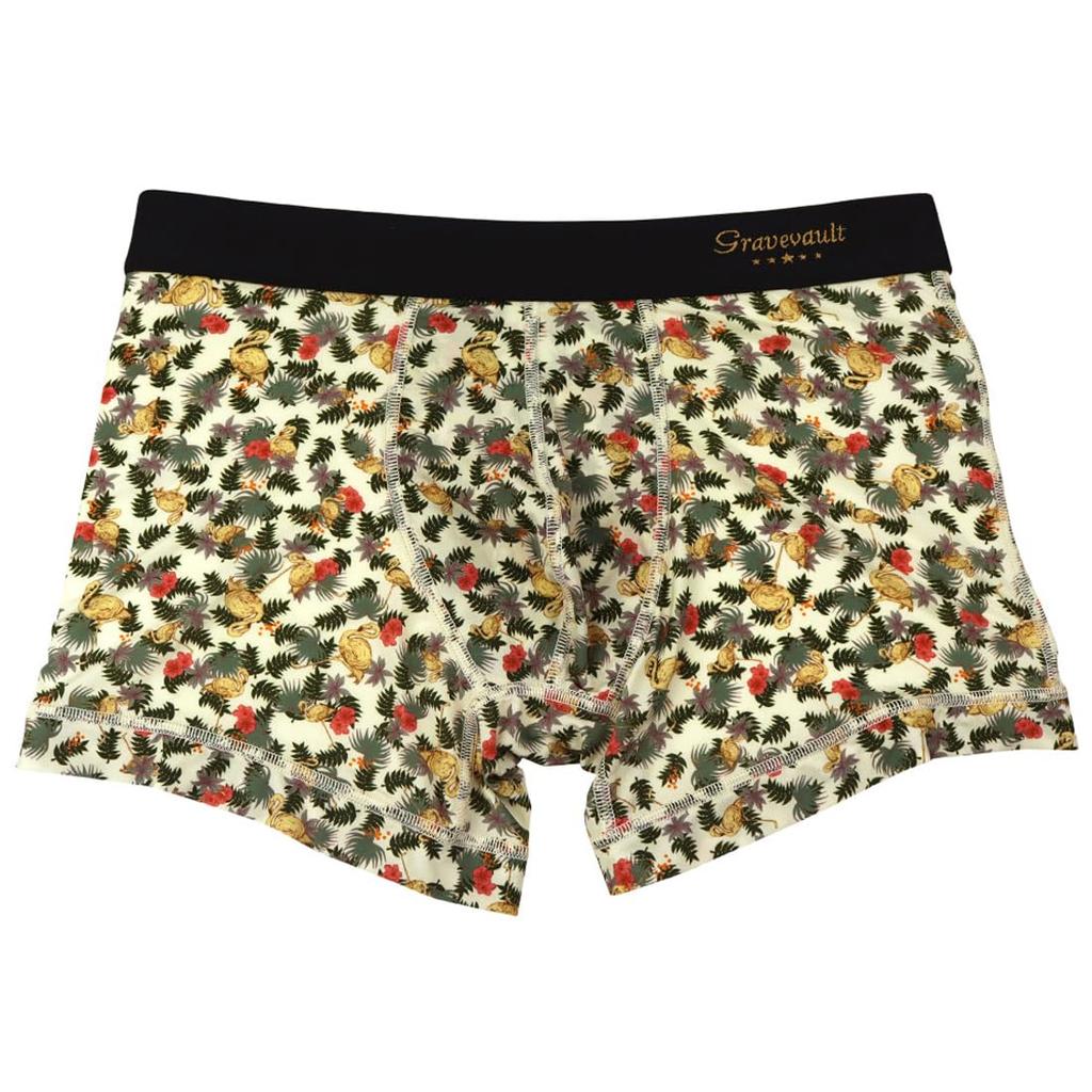 Grave Vault Розовый фламинго Боксеры спереди Сделано в размере M Мужские трусы, Шорты, Застежка, Нейлон, Япония, СЛОНОВАЯ КОСТЬ, (3052402)