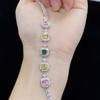BELLA BOX New Hot Sale Simulation Color Tourmaline Princess Square Full Diamond Bracelet Feminine Fashion Hand Jewelry