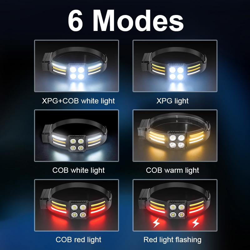 1шт 8000LM индукционный налобный фонарь COB светодиодный датчик налобный фонарь со встроенным аккумулятором USB перезаряжаемый налобный фонарь