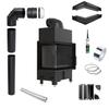 Corner Fireplace Insert KRATKI FLOKI Left 8kW Ø160 Black Installation Kit