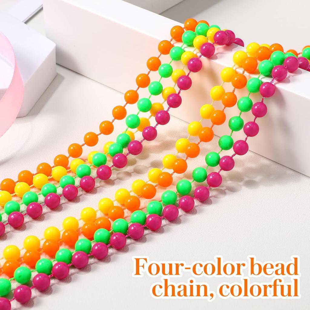 Amosfun Neon Bead Necklace Bracelet Jewelry Set Multicolor Mardi Gras Easter Party Supply Costume Accessory 80s 90s Party Favors 8 Pack