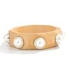 SHIXIN Vintage Inlay Imitation Pearl Bracelet Women Punk Geometric Irregular Chunky Wood Wristband HipHop Stackable Hand Jewelry