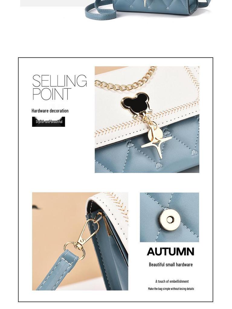 Модная женская сумка кроссбоди с Микки Маусом: Трендовая, фактурная, высококлассная маленькая квадратная сумка через плечо