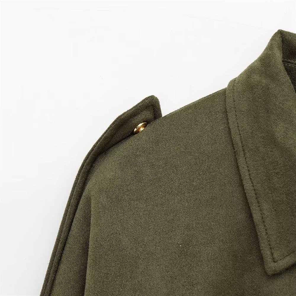 2025 Spring/Summer Women's Suede Loose Turn-Down Collar Jacket