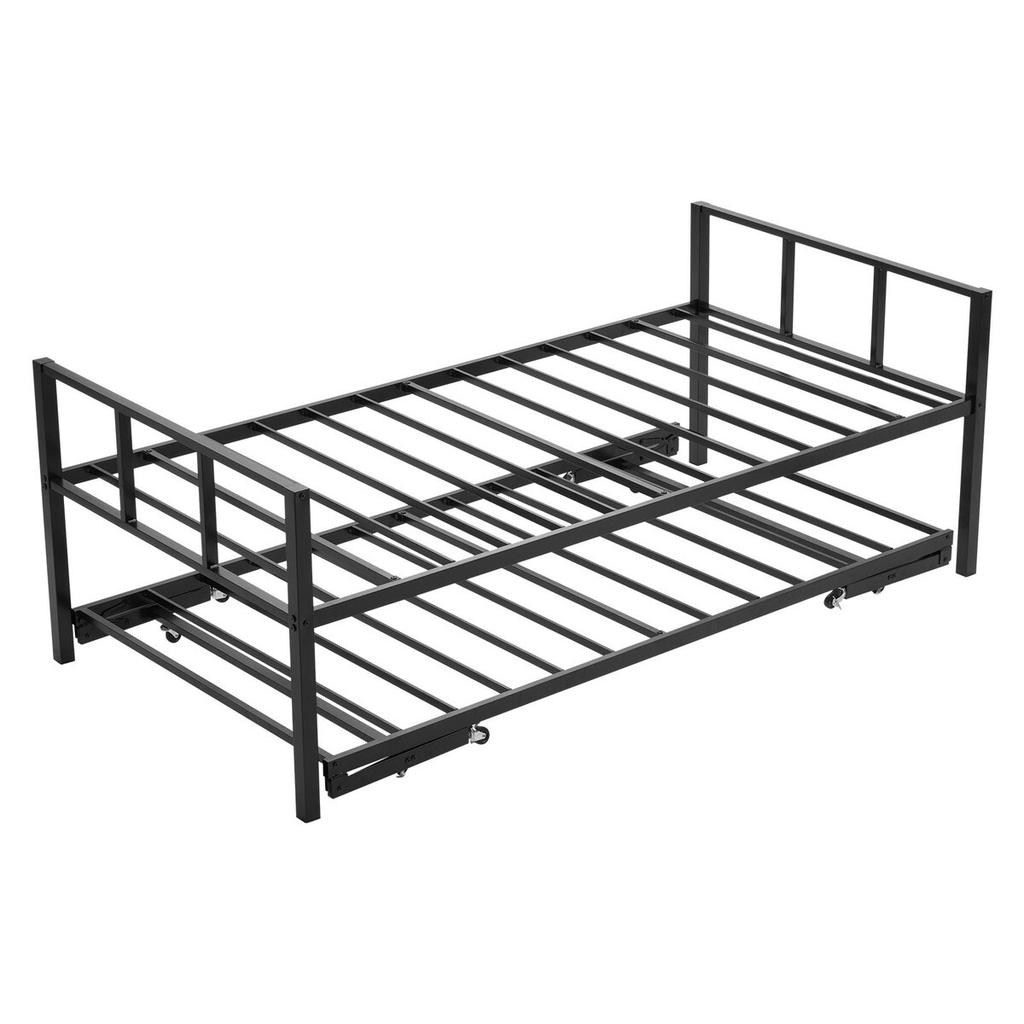 Twin Size Daybed Frame, Day Bed with Trundle, Heavy Duty Metal Platform Bed Frame, Twin Daybed with Metal Slats Support for Living Room, Bedroom,