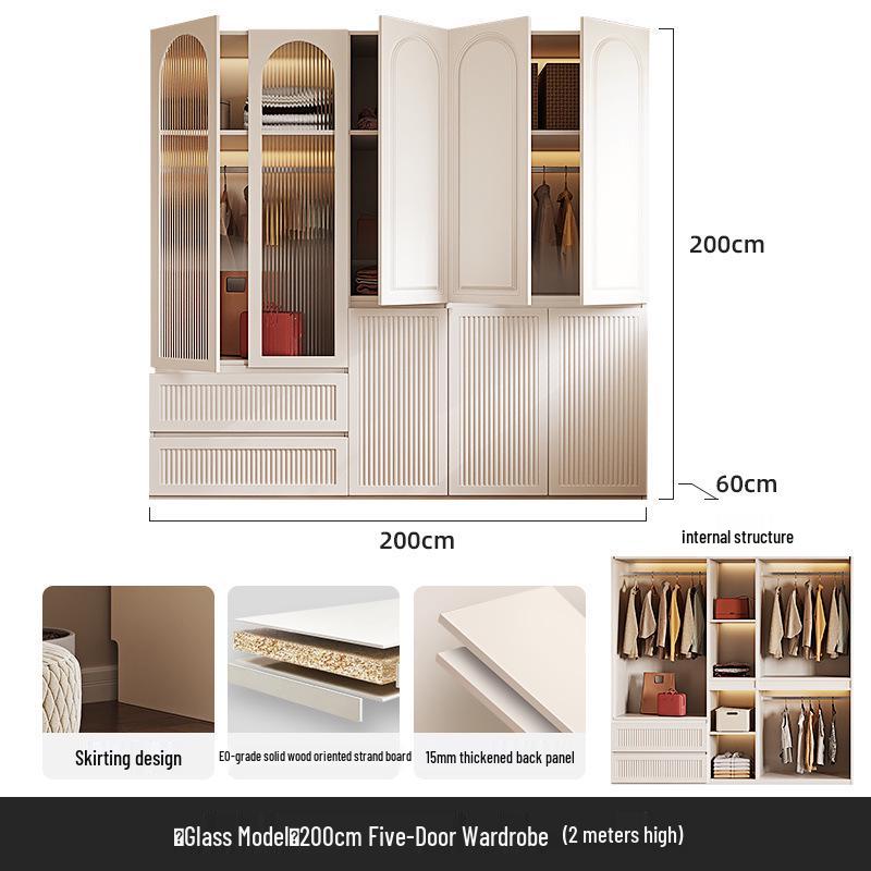 Modern Solid Wood Wardrobe: Light Luxury Storage Solution for Small Apartments