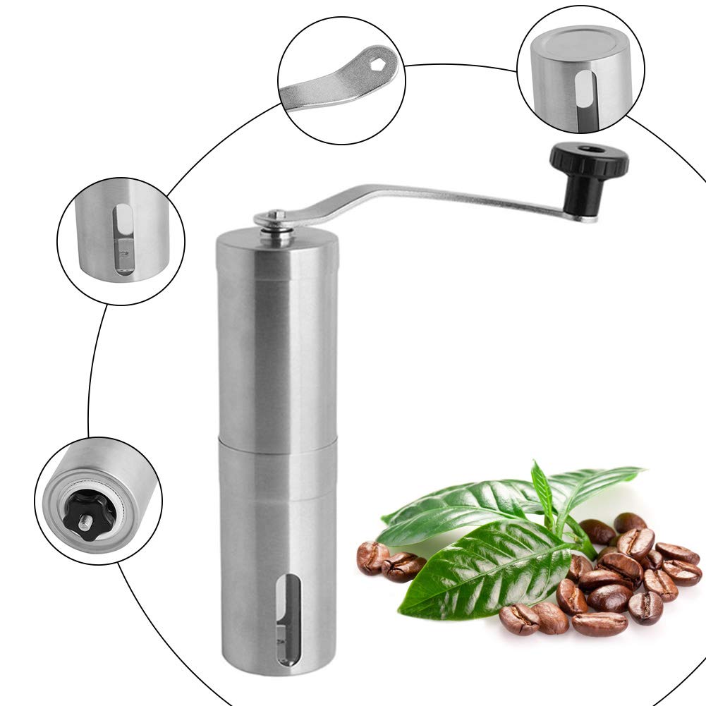 Sakura Direct Mail 5th Generation Coffee Grinder, Manual Mini Stainless Steel Coffee Grinder, Rust-Resistant Ceramic Coffee Bean Grinder, Portable