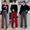 Stylish High-waist Suit Pants In Solid Colors For Casual Wide-leg Comfort