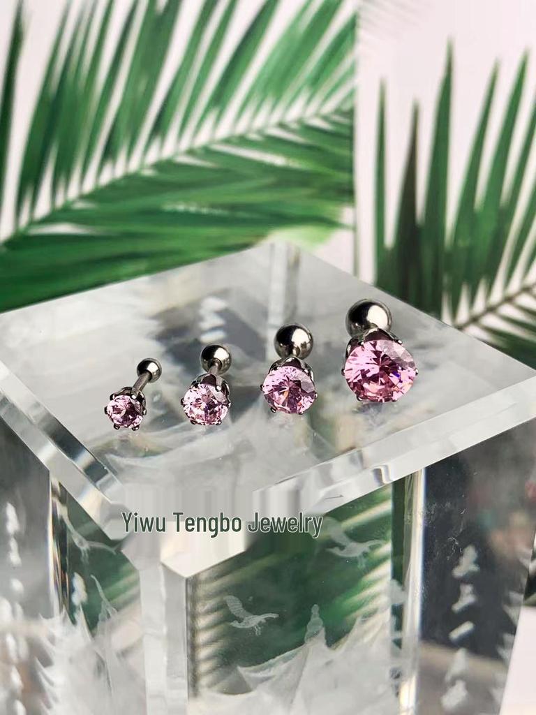 Minimalist Unisex Six-Prong Round Threaded Cubic Zirconia Cartilage Stud Earrings