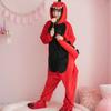 Animal Red Dinosaur Onesies Kigurumi Pajamas Set Adult Unisex Costume Sleepwear Women Men Winter Suit