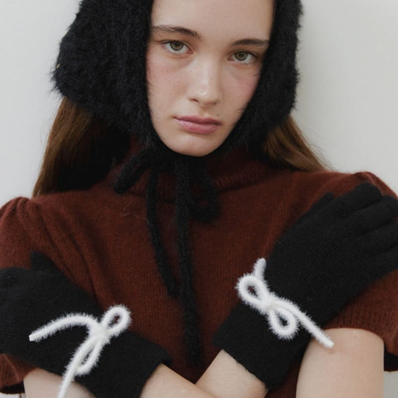 ЛЮБИ МЕНЯ МОНСТР [Эксклюзив W Concept] Ангоровая перчатка с лентой_5ЦВЕТОВ (L244WGV010)