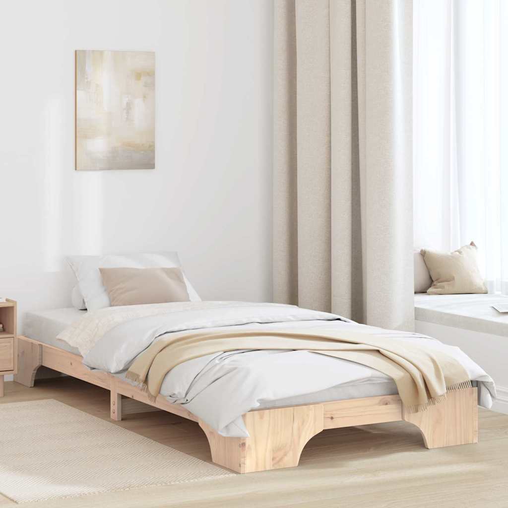 Natural Wooden Bed Frame 75 x 190 cm Solid Pine Wood
