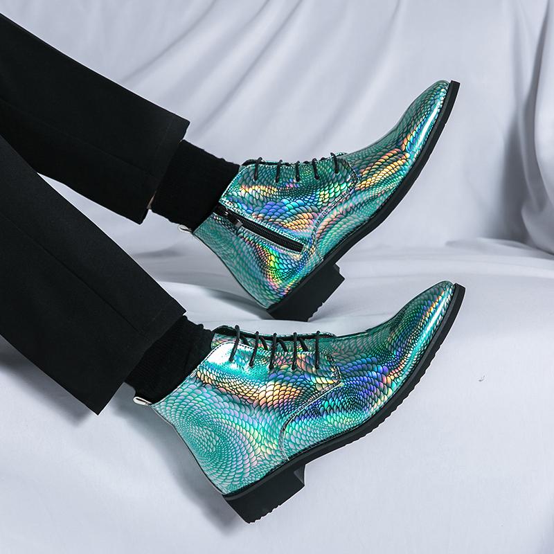 Новая мужская деловая обувь с боковой молнией, короткие уличные ботинки, повседневные кожаные мужские ботинки на шнуровке, удобные элегантные ботинки челси