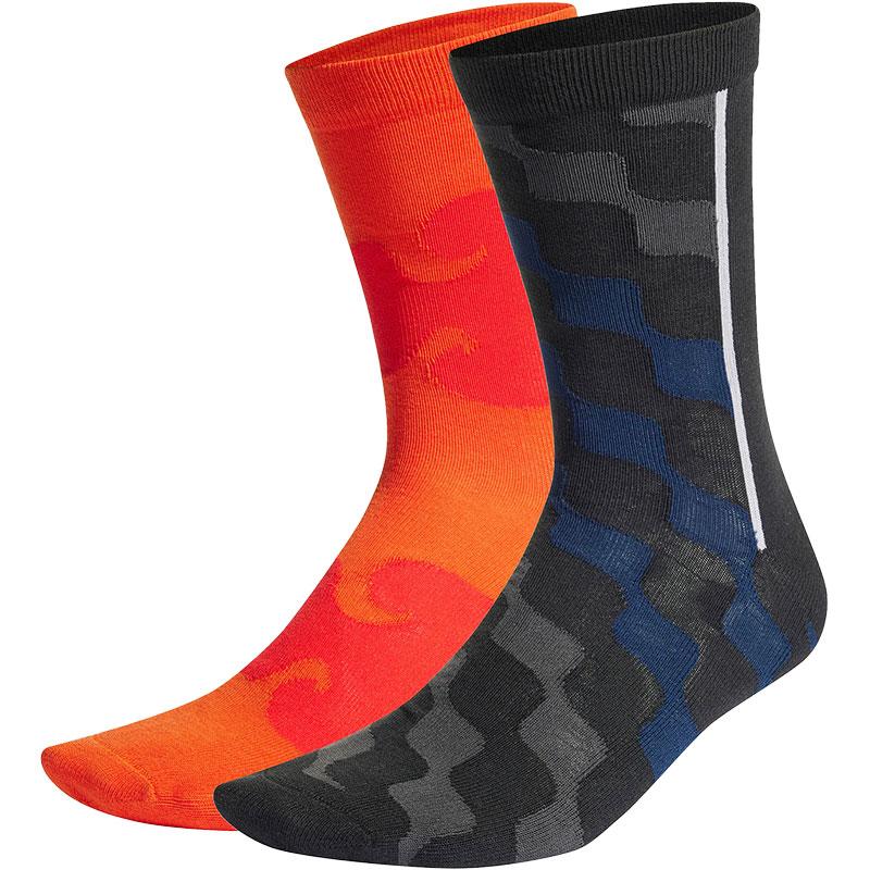 adidas Женские носки MARIMEKKO Crew Socks, комплект из 2 пар, черно-оранжевые, HI1247