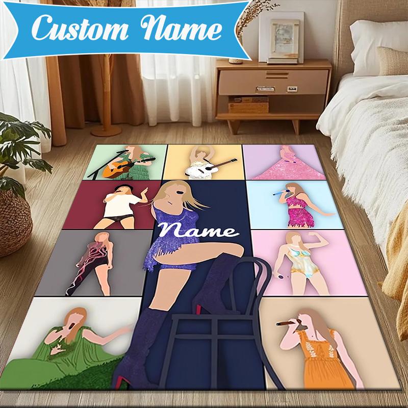 Custom Name Top singer Taylor Rug Game Carpet, Floor Mat for Bedroom Living Room Entryway Rug, Home Decor Idea Gift for Christmas birthday