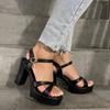 Sandals  Woman Fish Sandals Leather Fashion Sole Strap Buckle Mouth Thick High Heel Ladies Women'S Sandalias De Plataforma